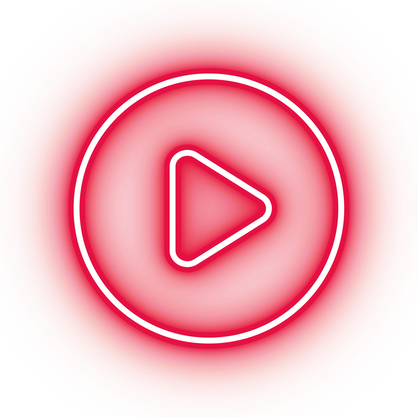 Neon red play button icon